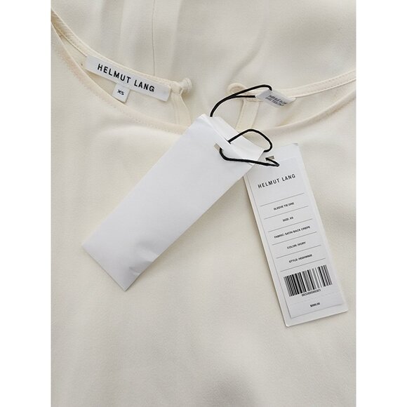 Helmut Lang NWT Ivory Shoulder Tie Midi Dress Solid Drape Extra Small XS - Picture 10 of 11